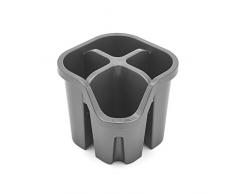 Addis Besteck Küchenutensilien Abtropfkorb mit 4 Fächern, Plastik, metallic Silver, 14 x 14 x 13 cm