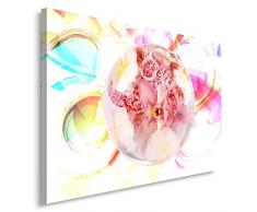 Feeby, Leinwandbild, Bilder, Wand Bild, Wandbilder, Kunstdruck 70x100cm, ABSTRAKTION, KOMPOSITION, GLAS KUGEL, BLUMEN, WEIÃ, MULTICOLOR