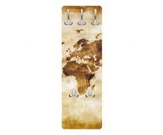 Apalis 79208 Wandgarderobe Nummer CG75 Map of the World | Design Garderobe Garderobenpaneel Kleiderhaken Flurgarderobe Hakenleiste Holz Standgarderobe Hängegarderobe | 139x46cm