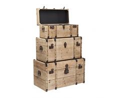 Kare 80814 Truhe Collect Nature Möbel, 3-er Set, Holz, hellbraun, 40 x 78 x 43 cm