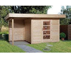 Weka Gartenhaus, Designhaus 172 A Größe 1, 28 mm, ET, Anbau 150 cm, ohne RW, natur, 430x314x226 cm, 172.2424.40101