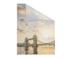 Lichtblick Fensterfolie 100 x 130 cm mit Motiv Tower Bridge - Orange, Selbstklebender Sichtschutz ohne Bohren, blickdichtes Fensterdekor, für alle Glasflächen