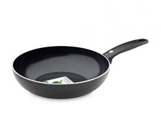 GreenPan Wok-Bratpfanne Induktion-s-Pfanne Anti-Haftbeschichtung Keramik-Beschichtung spülmaschinen-geeignet, Aluminium, Schwarz, 28 cm