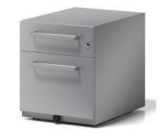Bisley Rollcontainer Note mit Griff, 1 Universalschublade, 1 HR-Schublade, Metall, 355 Silber, 56.5 x 42 x 49.5 cm