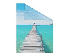 Lichtblick Fensterfolie 100 x 100 cm mit Motiv EL Mar - Blau, Selbstklebender Sichtschutz ohne Bohren, blickdichtes Fensterdekor, für alle Glasflächen