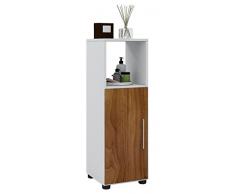 VCM Midischrank Badschrank Badezimmerschrank Möbel Schrank Badregal WeiÃ/Kern-nussbaum 93 x 31 x 30 cm Hebola