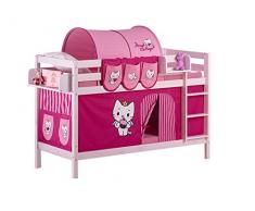 Lilokids Etagenbett Jelle TÃV und GS geprüft Angel Cat Sugar, Hochbett mit Vorhang und Lattenroste Kinderbett, Holz, weiÃ, 208 x 98 x 150 cm