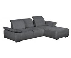 Cavadore Polsterecke Tabagos / Funktionssofa mit Longchair rechts / Modernes Sofa / Sitztiefenverstellung/ Armteilfunktion / 283x85x187 (B x H x T) /Farbe: Fango (grau)