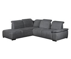 Cavadore Polsterecke Tabagos / Funktionssofa mit Ottomane links / Modernes Sofa mit Sitztiefenverstellung/ verstellbare Rückenlehne / 283x85x248 (B x H x T) / Farbe: Fango (grau)