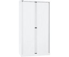 Bisley Rollladenschrank Eurotambour, 4 Fachböden, 5 OH, B 1000 mm, Metall, Pww696 Rollladen VerkehrsweiÃ, Korpus VerkehrsweiÃ, 43 x 100 x 198 cm
