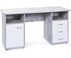 Inter Link 19700050 Schreibtisch, melaminharzbeschichtete Flachpressplatte, weià betondekor, 148 x 60 x 75 cm