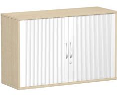 Gera Möbel Schranksystem Flex Querrollladenschrank, Holzdekor, Silber/Ahorn, 120 x 42.5 x 79.8 cm