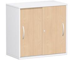 Gera MÃ¶bel Schranksystem Flex SchiebetÃ¼renschrank, Holzdekor, Buche/WeiÃ, 80 x 42.5 x 79.8 cm