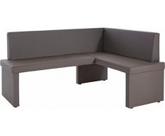 CAVADORE Eckbank links MULAN / Moderne Sitzbank mit Lehne in Schlammfarbe / Küchenbank gepolstert / Pflegeleichtes Vintage Lederimitat / Eckbankgruppe langer Schenkel links hellbraun / 165 x 125cm / Höhe: 82cm / Tiefe: 54cm