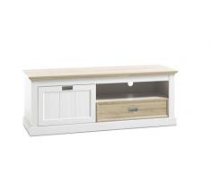 Robas Lund, Lowboard, Fernsehtisch, TV-Schrank, Cleveland, MDF/WeiÃ/Wildeiche, 49 x 153 x 57 cm, 48681GO6