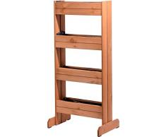 dobar Vertikales Blumenbeet mit 4 Holz-Pflanzkästen, Hochbeet für Garten, Terrasse, Balkon, inklusiv Pflanzfolie, bernstein, 55 x 40 x 125 cm, 58372FSCe