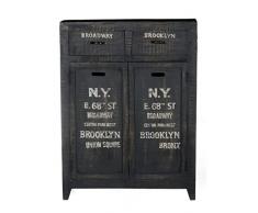 Sit Möbel Bronx 4269-11, Brotschrank mit je 2 Schubladen & Türen, Mangoholz, schwarz lackiert, Wordprints, 90 x 35 x 120 cm