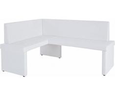 CAVADORE Eckbank rechts MULAN/Moderne Sitzbank mit Lehne in WeiÃ/Küchenbank gepolstert/Pflegeleichtes Vintage Lederimitat/Eckbankgruppe langer Schenkel rechts weiÃ/125 x 165cm/Höhe: 82cm/Tiefe: 54cm