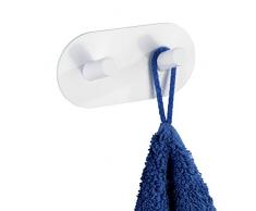 Wenko Wandhaken Duo Matt Badhaken, Handtuchhaken, Selbstklebend, Edelstahl Rostfrei, WeiÃ, 5 x 10 x 2.8 cm