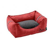 HUNTER Göteborg Hundesofa, hochwertiges Kunstleder, Wendekissen mit Plüschbesatz, 100 x 70 cm, rot