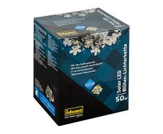 Idena 30131 - Blumenlichterkette, LED Lichterkette mit 50 LED warmweiß in Blütenform, Solar betrieben, für Hochzeit, Party, Deko, Garten, Balkon, als Stimmungslicht, ca. 6,9 m