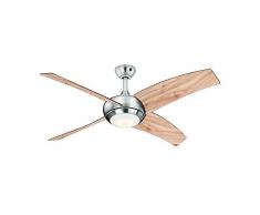AireRyder Deckenventilator Borealis mit Beleuchtung und Fernbedienung, Gehäuse Satin Nickel, Flügelfarbe Kiefer, 122 cm