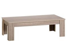 CAVADORE Couchtisch NICK/Moderner Wohnzimmertisch, gefertigt aus Melamin Eiche sägerau Trüffel/Beistelltisch in Farbton braun/Resistent gegen Schmutz/120 x 65 x 38 cm (L x B x H)