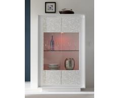 SKY 2 Glasstürige Vitrine, Holz, Weià Matt / Blumen Deko, 106 x 50 x 171 cm