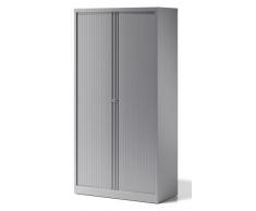 Bisley Rollladenschrank Essentials, mit 4 Fachböden für 5 Ordnerhöhen, Metall, Sl355 Rollladen Silber, Korpus Silber, 47 x 100 x 198 cm