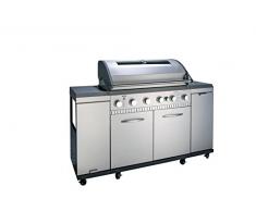 Grillchef Gasgrillkueche 6Br + Sb Gasgrill, Edelstahl, 162,5 x 55,5 x 119,5 cm