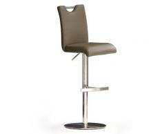 Robas Lund Barhocker Leder Cappuccino mit Lehne Barstuhl drehbar 360 Grad, Hocker höhenverstellbar, BAR.DO