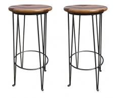 2er Set Barhocker Boston Barstuhl Bistrohocker Industrial Design Beine aus Eisen Sitzfläche Palisander Holz (hellbraun)