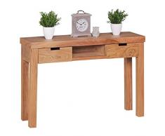 Wohnling Konsolentisch, Massivholz Akazie, Kommode für Flur, Design Konsole mit Schubladen und Ablage, Anrichte im Landhaus-Stil Sekretär für Diele, Schreibtisch für Arbeitszimmer, 115 x 80 x 35 cm