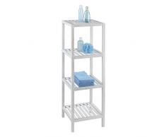 Wenko 22861100 Regal Norway mit vier Böden Natur Badregal, Wohnregal, Walnussholz, 36 x 112 x 36 cm, weià gekälkt