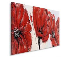 Feeby, Wandbild - 1 Teilig - 80x120 cm, Leinwand Bild Leinwandbilder Bilder Wandbilder Kunstdruck, MOHNBLUMEN, BLUMEN, MALEREI, KUNST, ROT