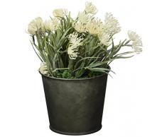 Versa 21180011 Blumentopf mit Kunstpflanze, Metall, Grün, 6 x 6 x 14 cm
