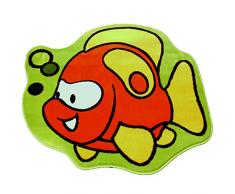 Weltweit TOPOISSONCLOWN Teppich - 100 Kinderteppich am Rand des Clownfisch Gerundete Form, Polypropylen, 100 x 100 cm, gelb