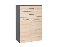 Schildmeyer Highboard, melaminharzbeschichtete Spanplatte, Basaltgrau/Buche Samt, 35 x 65 x 104,4 cm