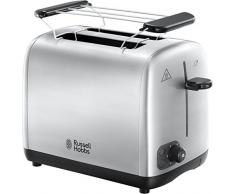 Russell Hobbs Toaster Adventure, Perfect-Toast-Technologie, inkl. Brötchenaufsatz, 6 einstellbare Bräunungsstufen + Auftau- & Aufwärmfunktion, 850 Watt, 24080-56, Edelstahl