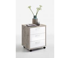 FMD Möbel Brick 2 Rollcontainer, Holz, sandeiche/hochglanz-weiÃ, 49.5 x 42 x 59.5 cm