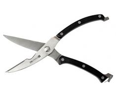 FMprofessional Geflügelschere, Geflügelmesser aus Edelstahl, hochwertige Schere für Gans, Hühnchen und Ente, Fleischschere für müheloses Tranchieren (Farbe: Schwarz/Silber), Menge: 1 Stück