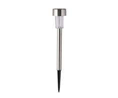 greemotion LED Solarleuchte in Silber, Gartenbeleuchtung mit Erdspieß, Beetbeleuchtung mit Ein- und Ausschalter, Außenleuchte mit Einschaltautomatik, Maße: ca. Ø 6,3 x H 36,3 cm