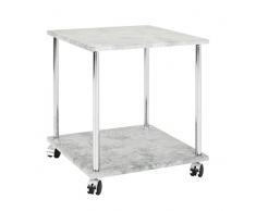 HAKU MÃ¶bel 15633 Beistellwagen, Metall, Betonoptik-Chrom, 40 x 40 x 45
