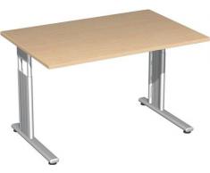 Gera MÃ¶bel C FuÃ Flex Schreibtisch hÃ¶henverstellbar, Holzdekor, weiÃ/silber, 120 x 80 x 72 cm