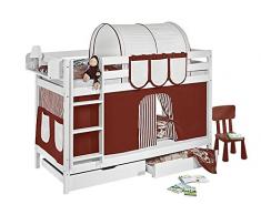 Lilokids Etagenbett Jelle TÃV und GS geprüft, Hochbett mit Vorhang und Lattenroste Kinderbett, Holz, braun / beige, 208 x 98 x 150 cm