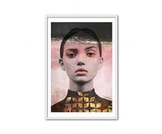 Cuadriman Design Wandbild Inka Williams, Holz, ocker, Gulaschkessel und schwarz, 62Â x 42Â cm