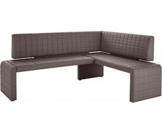 CAVADORE Eckbank links COBRA / Küchenkbank mit langem Schenkel links / Gepolsterte Kunstleder-Eckbank mit Rückenlehne in schlamm braun / InnenmaÃ: 140 x 90 cm / 211 x 161 x 60 x 95 cm (B x B x T x H)