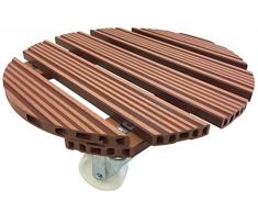 WAGNER Pflanzenroller WPC Ø 38,5 cm I Pflanzenroller & Blumenroller für Außenbereich + Innenbereich, Terracotta I Kübelroller aus WPC (Wood Plastic Composite) I Tragkraft 100 kg – 20055501