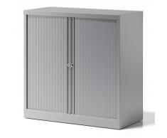 Bisley Rollladenschrank Essentials, mit 1 Fachboden für 2 Ordnerhöhen, Metall, Sl355 Rollladen Silber, Korpus Silber, 47 x 100 x 100 cm