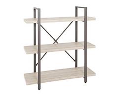 HAKU Möbel 87179 Regal, Röhrenspanplatte, braun / eiche hell, 33 x 90 x 102 cm